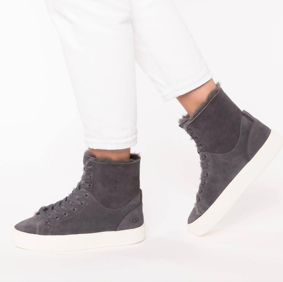 UGG Beven Genuine Shearling High Top Sneaker Size 7.5 - Picture 2 of 8